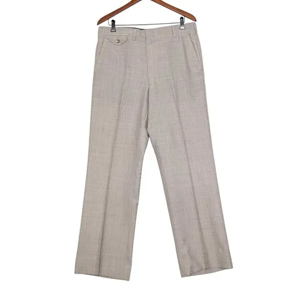 Vintage Chaps By Ralph Lauren 3-Piece Suit Tan Crosshatch Preppy Old Money Rich